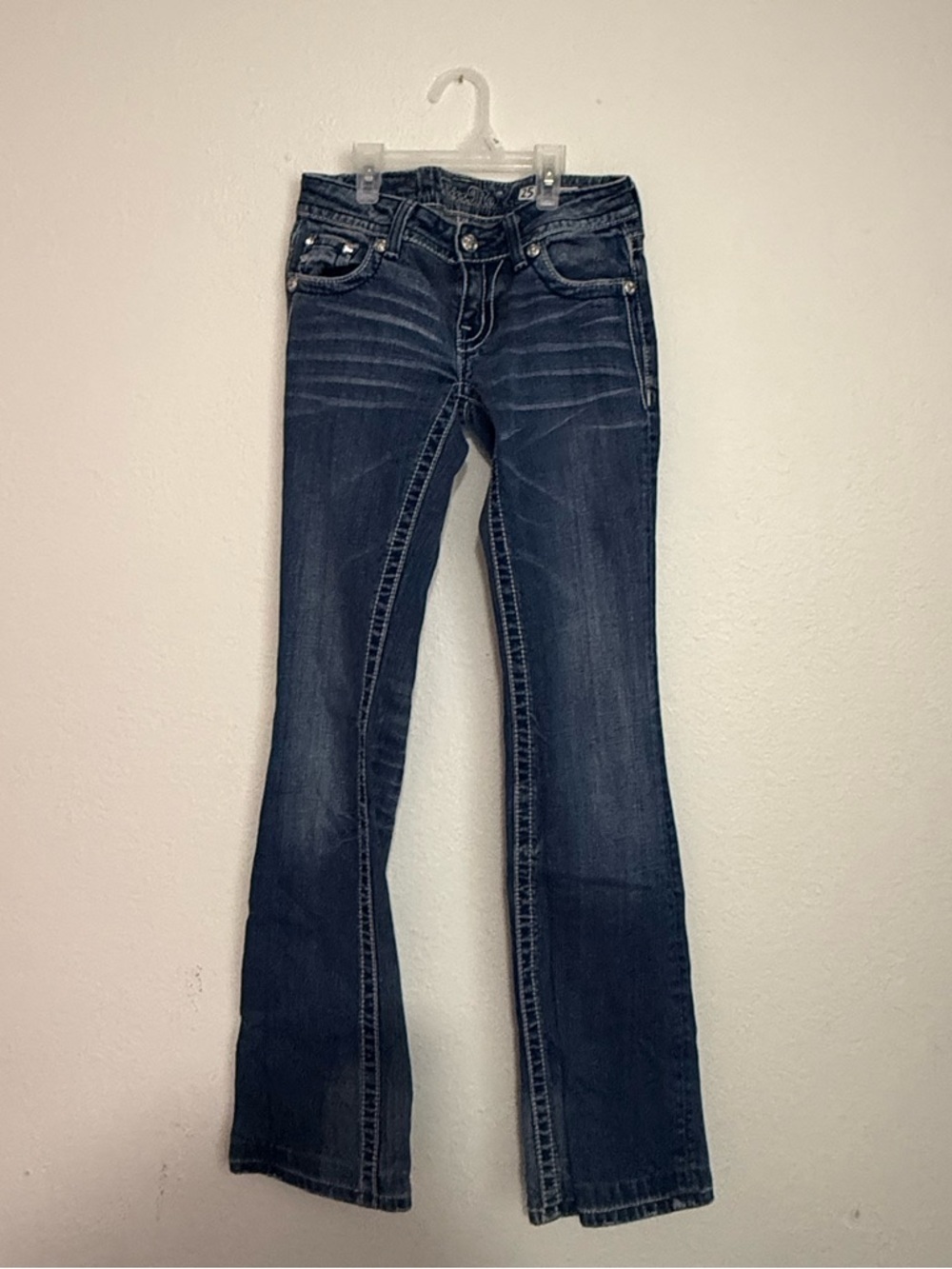 Miss Me Indigo Flare Jeans with Embellished Pockets